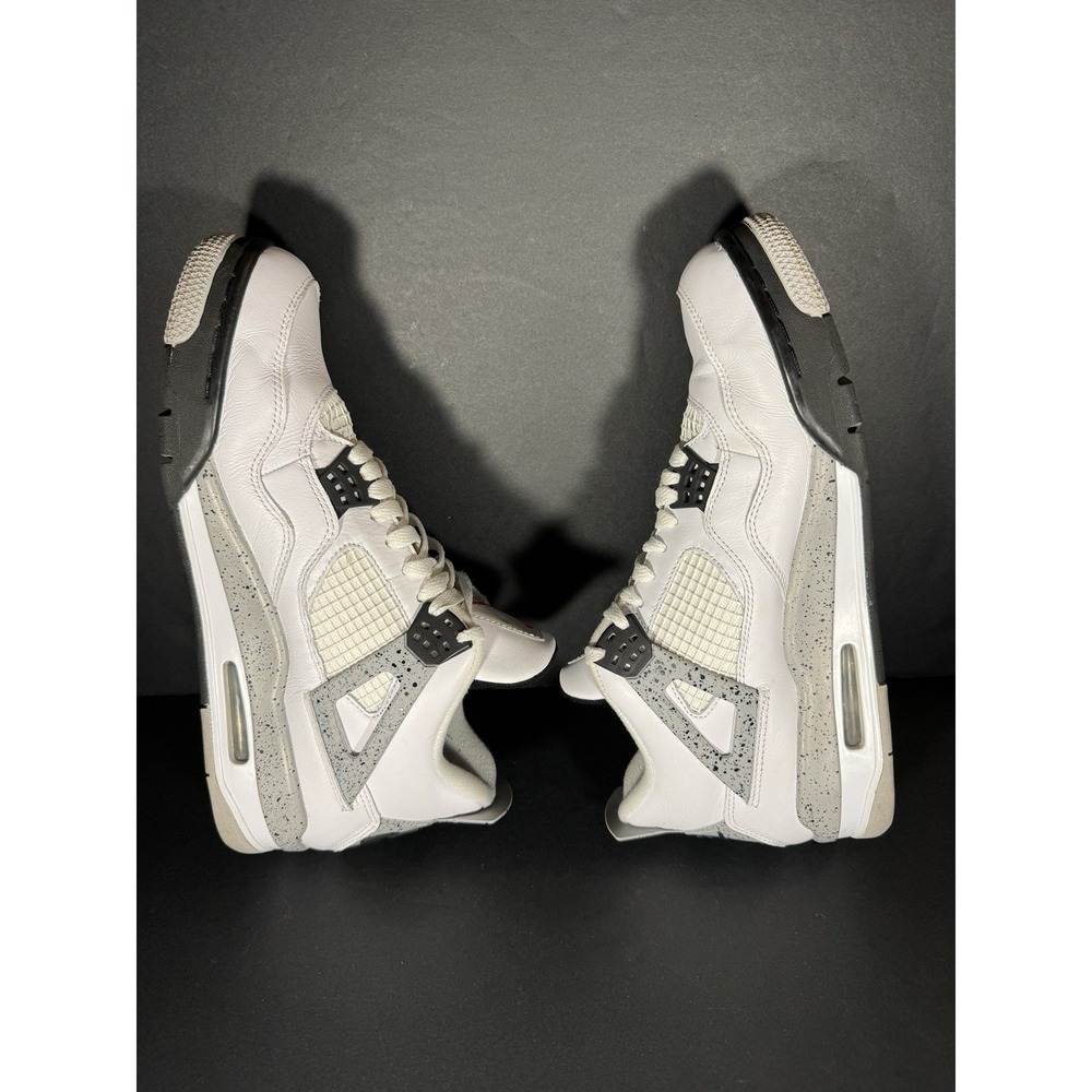 Size 10.5 - Jordan 4 Retro OG Mid White Cement OG All Shoes White Black Sneakers - Picture 7 of 8